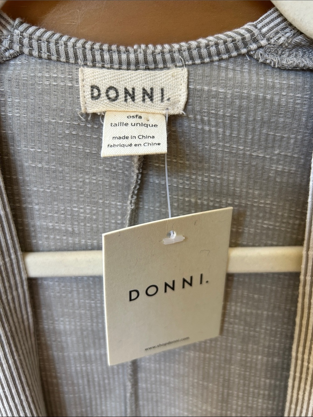 DONNI. Heather Gray Open Ribbed Cardigan with Pockets NWT - Picture 2 of 6